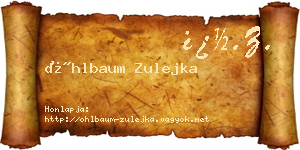 Öhlbaum Zulejka névjegykártya